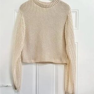 ZARA Polka Dot Mesh Sleeve Sweater